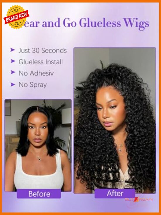 180% Density Human Hair Half Wig 28in Curly Drawstring Glueless 3-in-1 Headband main image 5